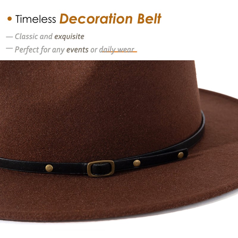 Lisianthus Women Belt Buckle Fedora Hat Coffee - Image 3